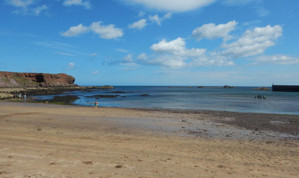 Sandy shore and sea at Eyemouth beach